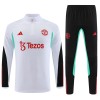 Sudadera De Entrenamiento Manchester United Cremallera De Cuarto 23-24 Blanca - Niño